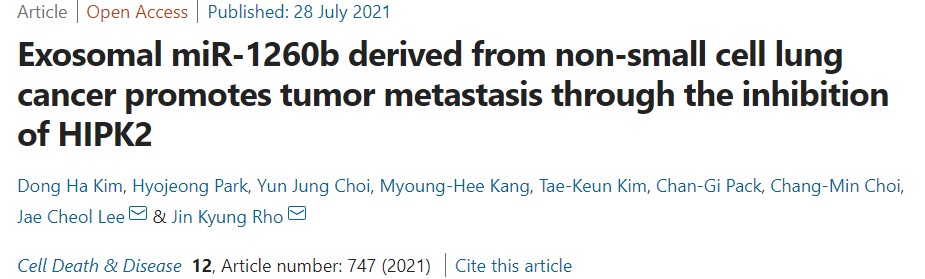 非小细胞肺癌外泌体 miR-1260b 通过抑制 HIPK2 促进肿瘤转移